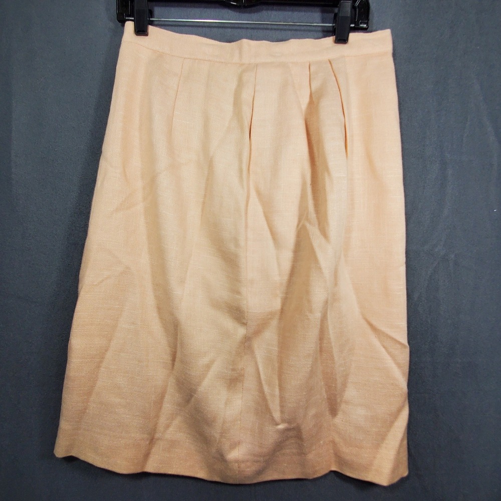 Peabody House Vintage Peach Rayon Pleated Midi Pencil Skirt Size 13/14